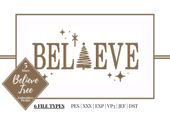 Believe Tree Embroidery Design