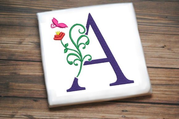 Floral Letter A with Butterfly