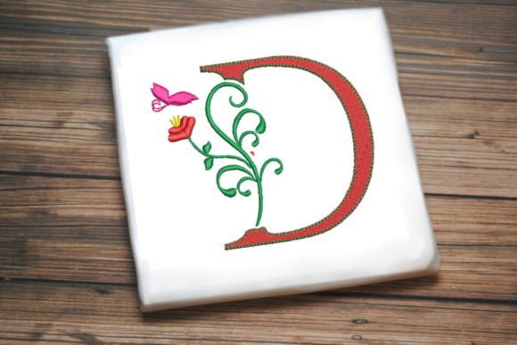Floral Letter D with Butterfly