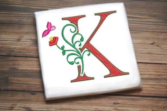 Floral Letter K with Butterfly
