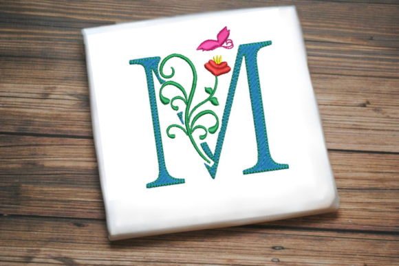 Floral Letter M with Butterfly