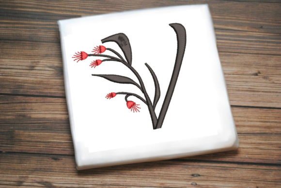 Floral Monogram Letter V